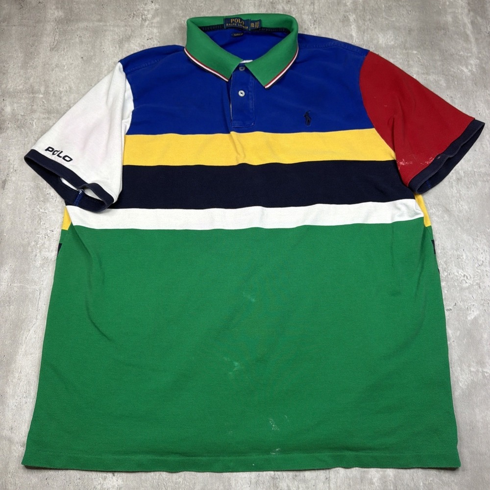 Polo Ralph Lauren Shirt Multi Color Block Crayola Short Sleeve XXL Classic Fit